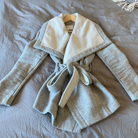 BCBG Gray Wrap Wool Coat - Picture 4 of 14